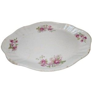 Antique Serving Platter Pink Floral Oval Roses Etruria Mellor & Co